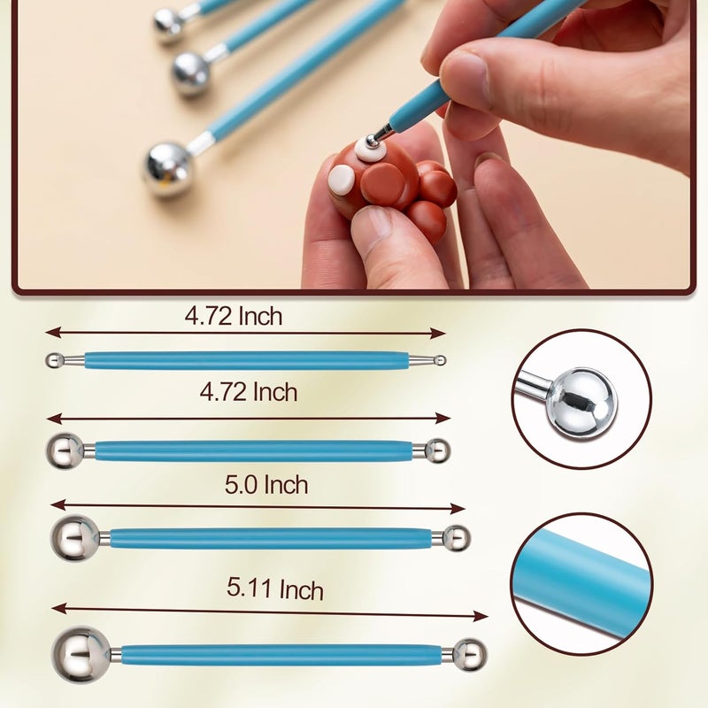 Amrules 10pcs Dotting Styluses Tools, Double Side Stainless Steel Ball Head Dot Art Kit for Clay Modeling, Rock Painting, Pottery Embossing, Nail Art, Drawing, Practical Sculpting Tool for Adults - Image 2